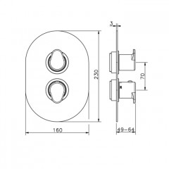 CISAL LineaViva Смеситель термостатический настенный для душа на 2 выхода (без встраиваемой части ZA018101) цвет Nichel Spazzolato