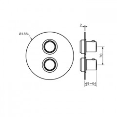 CISAL Slim Внешняя часть встраиваемого термостатического смесителя с переключателем на 3 положения, цвет Nero Opaco(без внутренней части ZA018201)