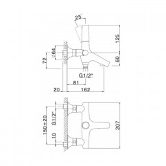 CISAL Vita Смеситель настенный однорычажный для ванны без душа, выход снизу, цвет хром