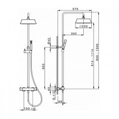 CISAL Cherie Настенная душевая система:термостатический смеситель для душа,верхний душ,ручной душ с держателем и шлангом, цвет хром