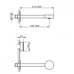 CISAL SLIM Смеситель для раковины настенный, двухвентильный, внешняя часть, цвет хром/черный матовый