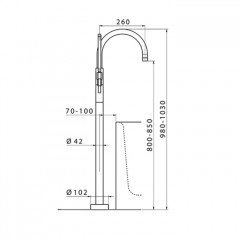 CISAL LineaViva Смеситель для ванны напольный с ручной лейкой, цвет Белый матовый (без внутр части ZA004510)