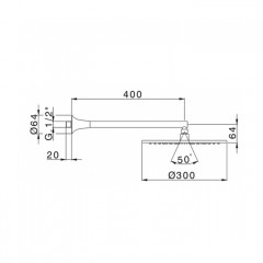 CISAL Vita Верхний душ с настенным держателем L=400мм D=300мм, цвет хром