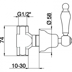 CISAL Arcana Toscana Запорный вентиль 1/2"; на горячую воду,внутренняя и внешняя части в комплекте, цвет бронза