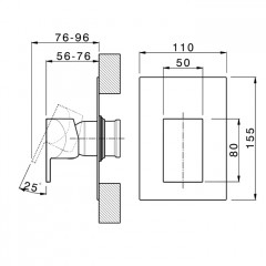 CISAL HI-RISE Смеситель настенный встраиваемый, однорычажный, внешняя часть, цвет хром