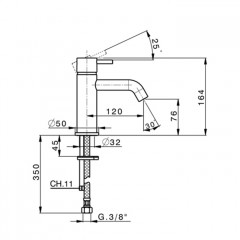 CISAL Less New Смеситель однорычажный для раковины на 1 отверстие без донного клапана, цвет Nichel Spazzolato