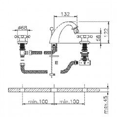 HUBER Victorian Смеситель термостатический для биде на 3 отверстия с донным клапаном, цвет бронза (акция на товар из наличия)