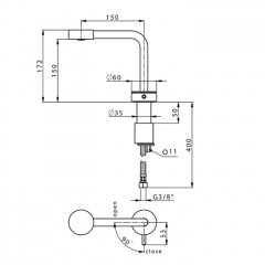 CISAL SLIM Смеситель для раковины на 1 отверстие, однорычажный, без донного клапана, цвет черный матовый