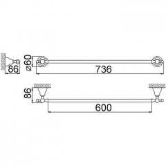 HUBER Croisette Полотенцедержатель 60 см, цвет никель матовый