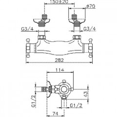HUBER Victorian Смеситель термостатический двухвентильный настенный для душа, цвет никель матовый (акция на товар из наличия)