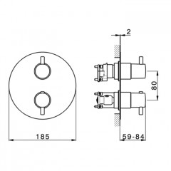 CISAL LESS NEW Смеситель для душа встраиваемый, термостатический, с переключателем на 1/2/3 положения, внешняя часть, цвет хром