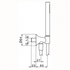 CISAL VITA Душевой комплект с ручным душем, держателем с подводом воды и шлангом 1500 мм., цвет хром