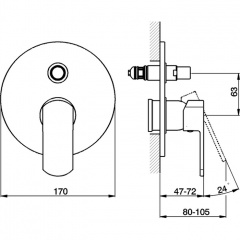CISAL Roadster Внешняя часть встраиваемого однорычажного смесителя для ванны/душа, цвет хром
