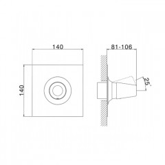CISAL Vita Смеситель встраиваемый для душа внешняя часть (без встраиваемой части ZA005300),цвет хром