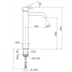 CISAL Less New Смеситель однорычажный высокий для раковины h352 мм, излив 160 мм, цвет хром
