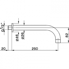 CISAL Излив настенный 250 мм для ванны, цвет хром