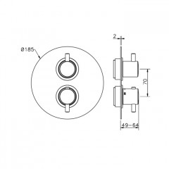 CISAL Less New Внешняя часть встраиваемого термостатического смесителя с переключателем на 3 положения, цвет хром