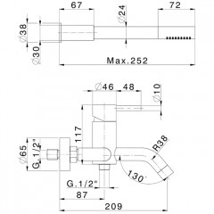 CISAL Xion Смеситель настенный для ванны/душа с ручной лейкой, держателем и шлангом 150 см, цвет нержавеющая сталь
