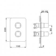 CISAL Cubic Внешняя часть встраиваемого термостатического смесителя на 1-2-3 положения, цвет Nero Opaco (без внутр части ZA00B030-ZA00B031)
