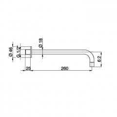 CISAL Настенный излив 260мм, цвет черный матовый