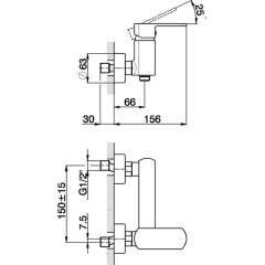 CISAL Roadster Смеситель однорычажный настенный для душа, цвет хром
