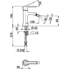 CISAL Cherie Смеситель однорычажный для биде на 1 отверстие, без донного клапана, цвет хром/черный