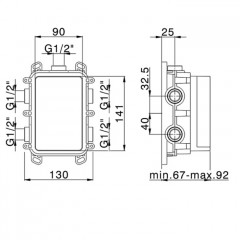 CISAL Vita Монтажная коробка для встраивания для термостатических или однорычажных 1,2 или 3 выходов