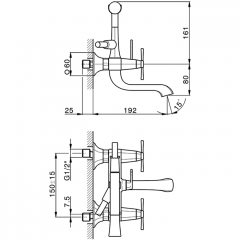 CISAL Cherie Смеситель для ванны двухвентильный, с душевым комплектом, цвет хром/черный