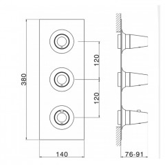 CISAL Vita Смеситель вертикальный термостатический встраиваемый для душа 2-х функциональный (без встраиваемой части ZA01V200), цвет хром