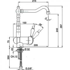 CISAL Arcana Empress Смеситель для кухни на 1 отверстие, цвет золото