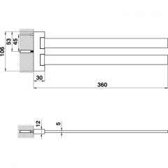 CISAL Accessori Bagno Полотенцедержатель двойной 36 см, цвет хром (акция на товар из наличия)