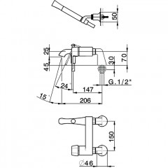 CISAL Cherie Смеситель для ванны однорычажный, с душевым комплектом, цвет золото/черный