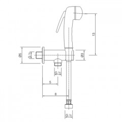 CISAL Shower Гигиенический душ со шлангом 120 см,вывод с держателем, цвет хром