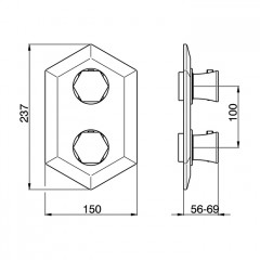 CISAL Cherie Внешняя часть встраиваемого термостатического смесителя для душа, цвет Oro Rosa