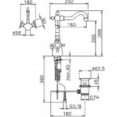HUBER Victorian Термостат двухвентильный для раковины на 1 отверстие с донным клапаном и поворотным изливом, цвет хром (акция на товар из наличия)