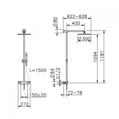 CISAL Less New Настенная душевая система:термостатический смеситель для душа,верхний душ,ручной душ с держателем и шлангом, цвет Nichel Spazzolato