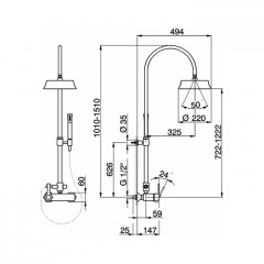 CISAL Cherie Настенная душевая система:однорычажный смеситель для душа,верхний душ,ручной душ с держателем и шлангом, цвет хром/черный матовый