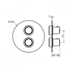 CISAL Slim Внешняя часть встраиваемого термостатического смесителя с переключателем на 2 положения, цвет хром