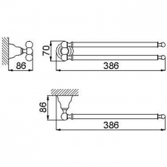 HUBER Croisette Полотенцедержатель двойной 386 мм, цвет хром