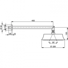 CISAL Cherie Верхний душ d=220мм, L400, для настенного крепления, цвет хром