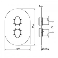 CISAL LineaViva Смеситель термостатический настенный для душа на 3 выхода (без встраиваемой части ZA018201) цвет хром