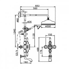 HUBER Victorian Настенная душевая система:термостат для ванны,верхний душ,ручной душ с держателем и шланг, цвет никель мат