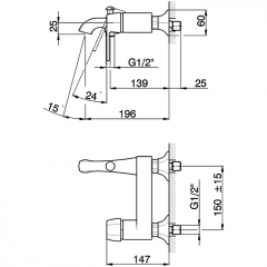 CISAL Cherie Смеситель для ванны однорычажный, без душевого комплекта, цвет хром/черный