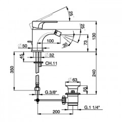 CISAL Alma Смеситель однорычажный для биде на 1 отверстие с донным клапаном, цвет хром