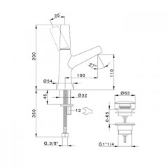 CISAL Vita Смеситель однорычажный для раковины 1 отверстие с донным клапаном, цвет черный матовый