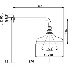 CISAL Shower Верхний душ D210 мм с настенным держателем L270 мм, цвет бронза (акция на товар из наличия)