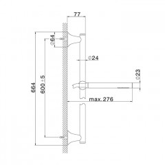 CISAL Vita Душевой гарнитур штанга L=664мм, шланг и ручной душ 1 режим, цвет черный матовый
