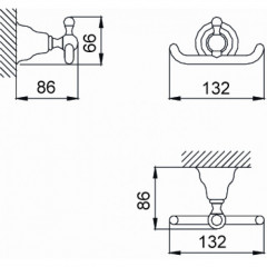 HUBER Croisette Крючок двойной, цвет бронза