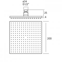 CISAL Xion Верхний душ 200х200 мм., нержавеющая сталь