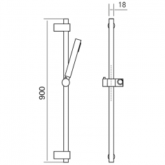 CISAL Xion Душевой гарнитур:ручная лейка,шланг 150 см,штанга 90 см, цвет нержавеющая сталь